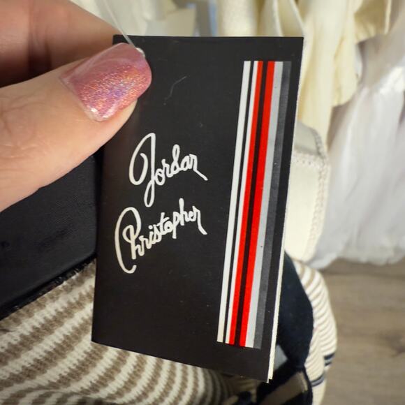 Jordan Christopher Women's Size L Tan Striped Collared Pullover Sweater #3531 - Picture 8 of 9